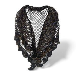 New victorian beaded triangle crocheted shoulder cover up wrap shawl multicolor